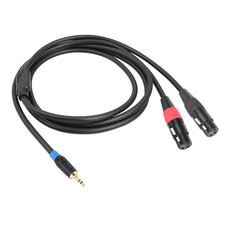 TC195BUXK107RE 3.5mm Male to Dual XLR 3pin Female Audio Cable, Length:2m(Black) - Microphone Audio Cable & Connector by buy2fix | Online Shopping UK | buy2fix