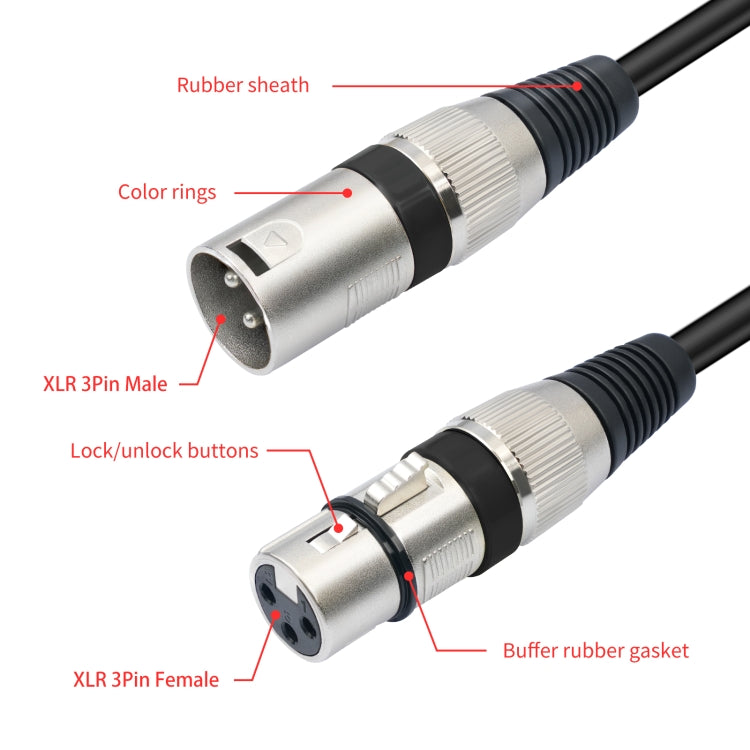 2055YMFF-05 XLR 3pin Male to Dual Female Audio Cable, Length: 50cm(Black+Black) - Microphone Audio Cable & Connector by buy2fix | Online Shopping UK | buy2fix