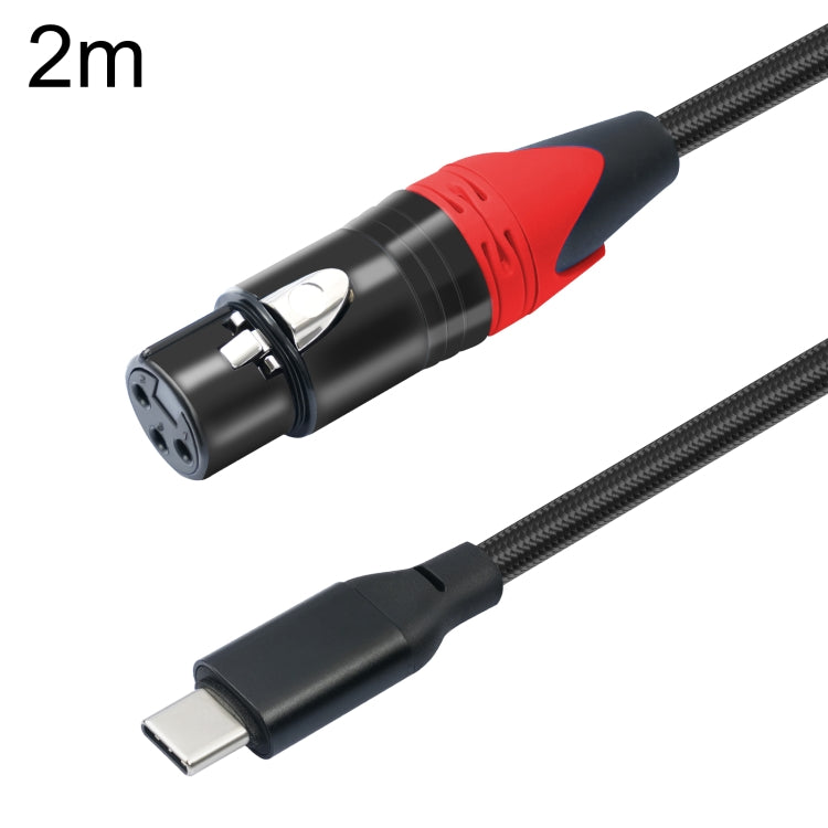 TY03RE Type-C Male to XLR Female Audio Cable for Dynamic Microphone, Length:2m(Black) - Microphone Audio Cable & Connector by buy2fix | Online Shopping UK | buy2fix