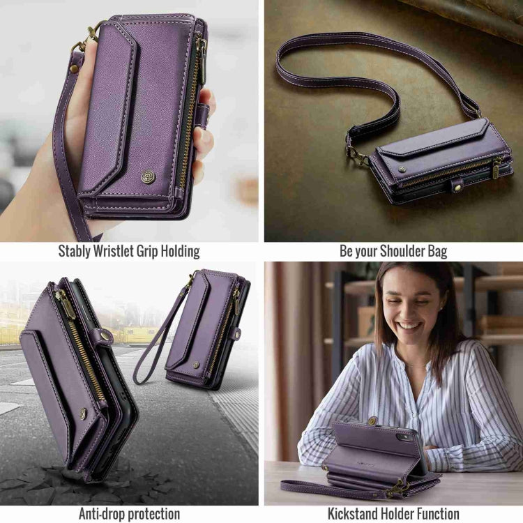 For iPhone XS / X CaseMe C36 Card Slots Zipper Wallet RFID Anti-theft Leather Phone Case(Purple) - More iPhone Cases by CaseMe | Online Shopping UK | buy2fix