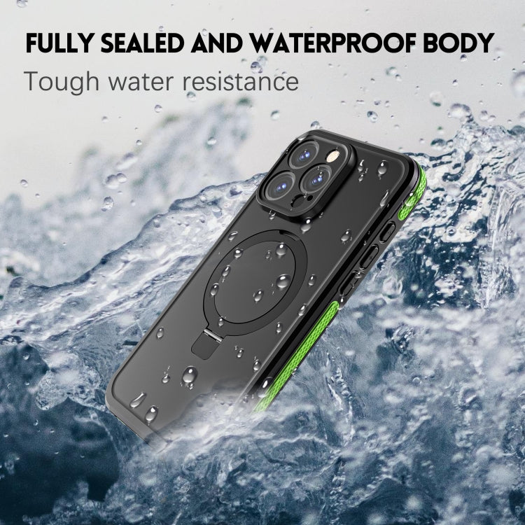 For iPhone 15 Pro Max RedPepper IP68 Waterproof MagSafe Magnetic Holder Phone Case(Green) - iPhone 15 Pro Max Cases by RedPepper | Online Shopping UK | buy2fix