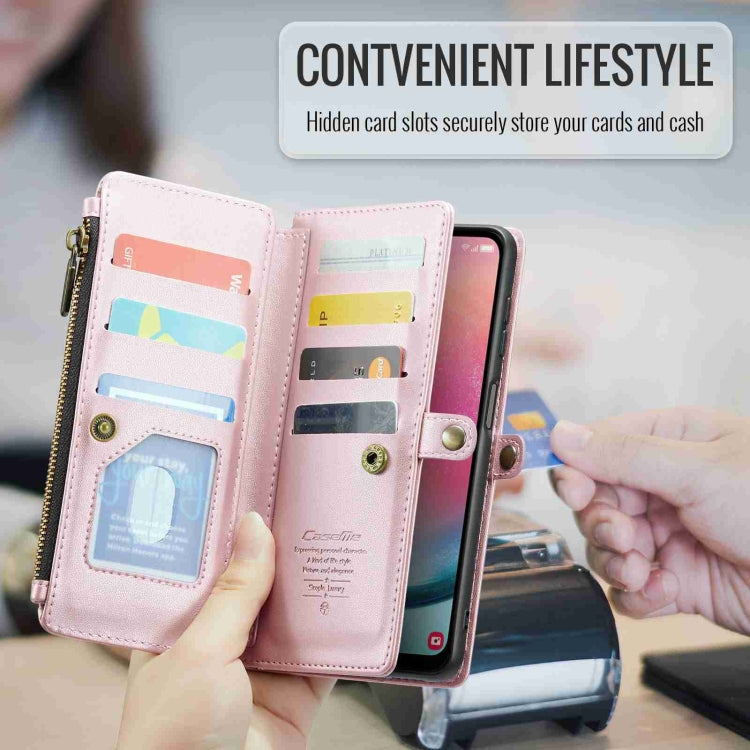 For Samsung Galaxy A24 CaseMe C36 Card Slots Zipper Wallet RFID Anti-theft Leather Phone Case(Pink) - Galaxy Phone Cases by CaseMe | Online Shopping UK | buy2fix