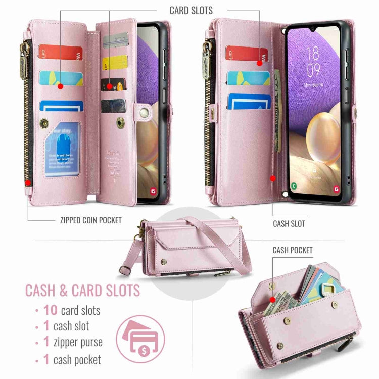 For Samsung Galaxy A32 5G CaseMe C36 Card Slots Zipper Wallet RFID Anti-theft Leather Phone Case(Pink) - Galaxy Phone Cases by CaseMe | Online Shopping UK | buy2fix