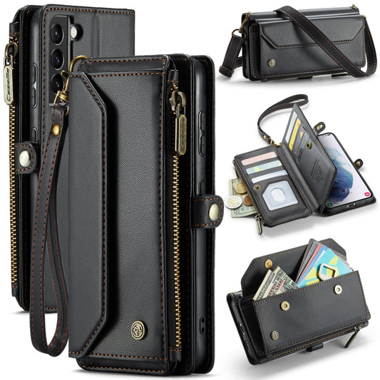 For Samsung Galaxy S21+ 5G CaseMe C36 Card Slots Zipper Wallet RFID Anti-theft Leather Phone Case(Black) - Galaxy S21+ 5G Cases by CaseMe | Online Shopping UK | buy2fix