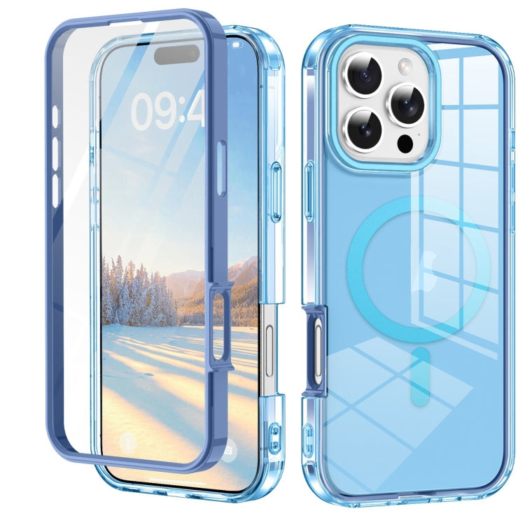 For iPhone 16 Pro Colorful MagSafe Magnetic PC Hybrid TPU Phone Case(Blue) - iPhone 16 Pro Cases by buy2fix | Online Shopping UK | buy2fix