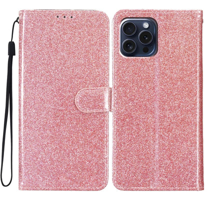 For iPhone 16 Pro Max Glitter Powder Flip Leather Phone Case(Rose Gold) - iPhone 16 Pro Max Cases by buy2fix | Online Shopping UK | buy2fix