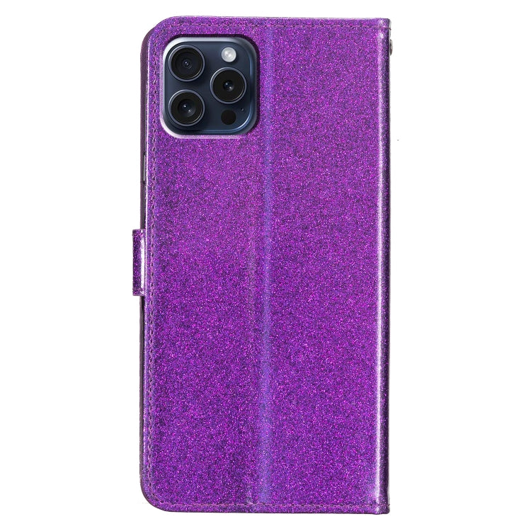 For iPhone 16 Pro Max Glitter Powder Flip Leather Phone Case(Purple) - iPhone 16 Pro Max Cases by buy2fix | Online Shopping UK | buy2fix