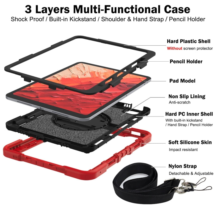 For iPad Pro 11 2024 360 Degree Rotation PC Contrast Silicone Tablet Case(Red + Black) - iPad Pro 11 2024 Cases by buy2fix | Online Shopping UK | buy2fix