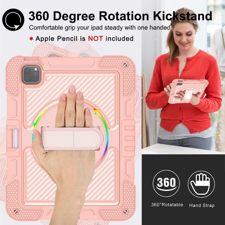 For iPad Pro 11 2024 360 Degree Rotation PC Contrast Silicone Tablet Case(Rose Gold) - iPad Pro 11 2024 Cases by buy2fix | Online Shopping UK | buy2fix