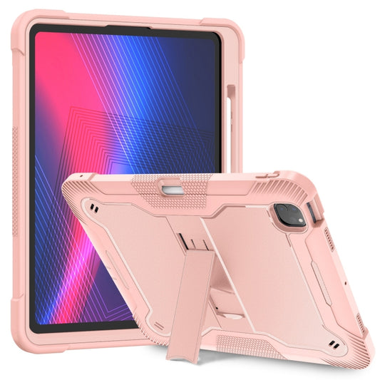 For iPad Pro 13 2024 Shockproof Silicone Hybrid PC Tablet Case with Holder(Rose Gold) - iPad Pro 13 2024 Cases by buy2fix | Online Shopping UK | buy2fix