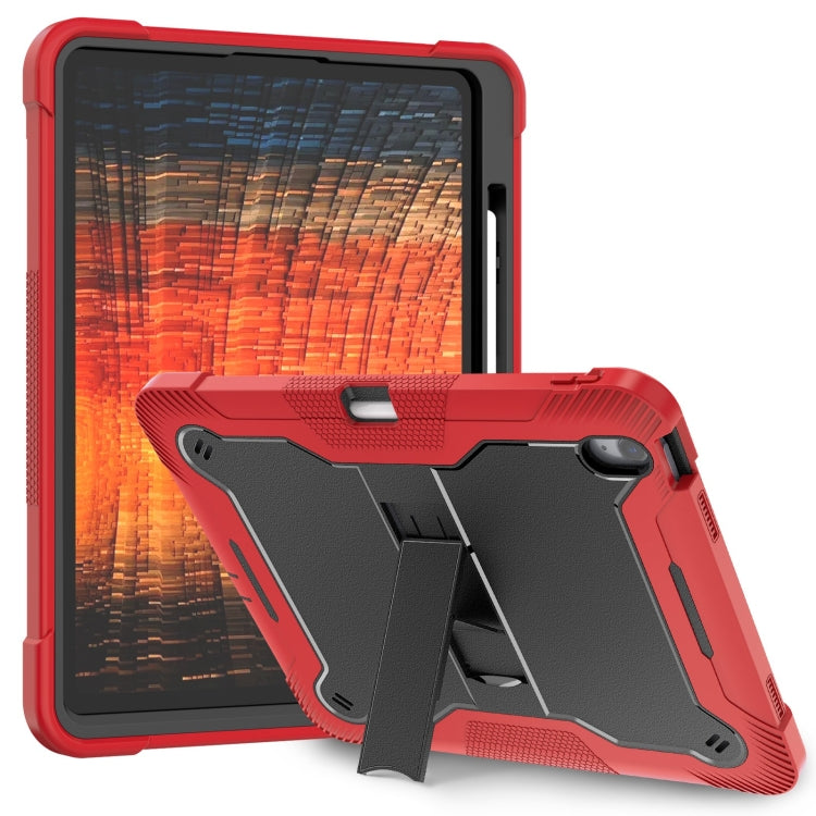 For iPad Air 13 2024 Shockproof Silicone Hybrid PC Tablet Case with Holder(Black + Red) - iPad Air 13 2024 Cases by buy2fix | Online Shopping UK | buy2fix