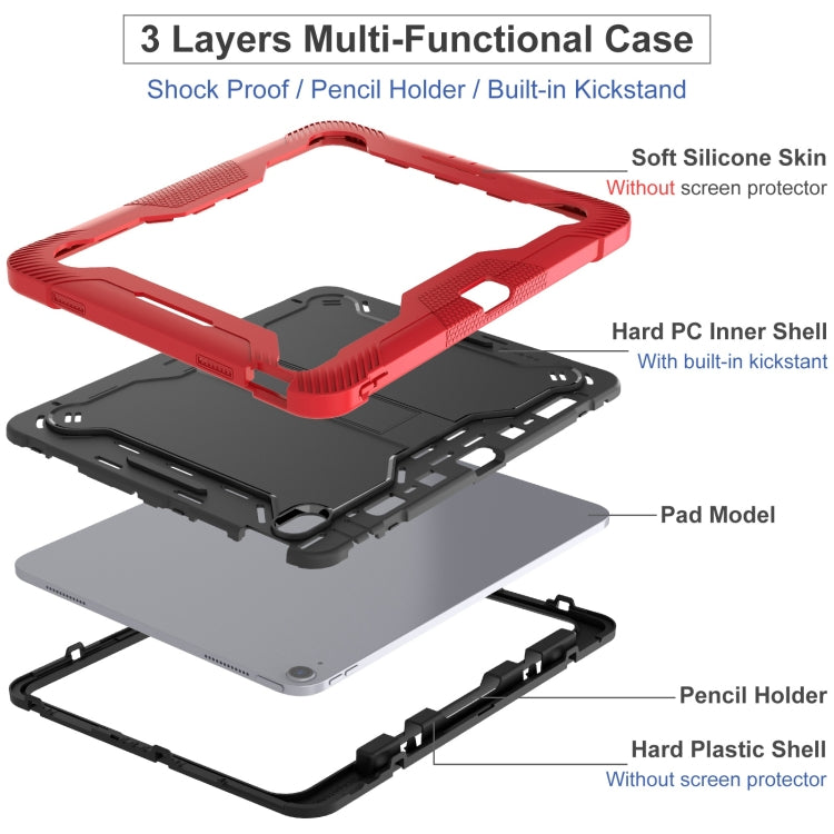 For iPad Air 13 2024 Shockproof Silicone Hybrid PC Tablet Case with Holder(Black + Red) - iPad Air 13 2024 Cases by buy2fix | Online Shopping UK | buy2fix