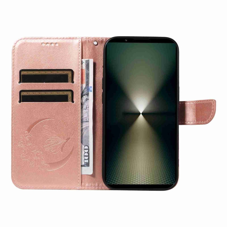 For Sony Xperia 1 VI 2024 Swallowtail Butterfly Embossed Leather Phone Case(Rose Gold) - Sony Cases by buy2fix | Online Shopping UK | buy2fix