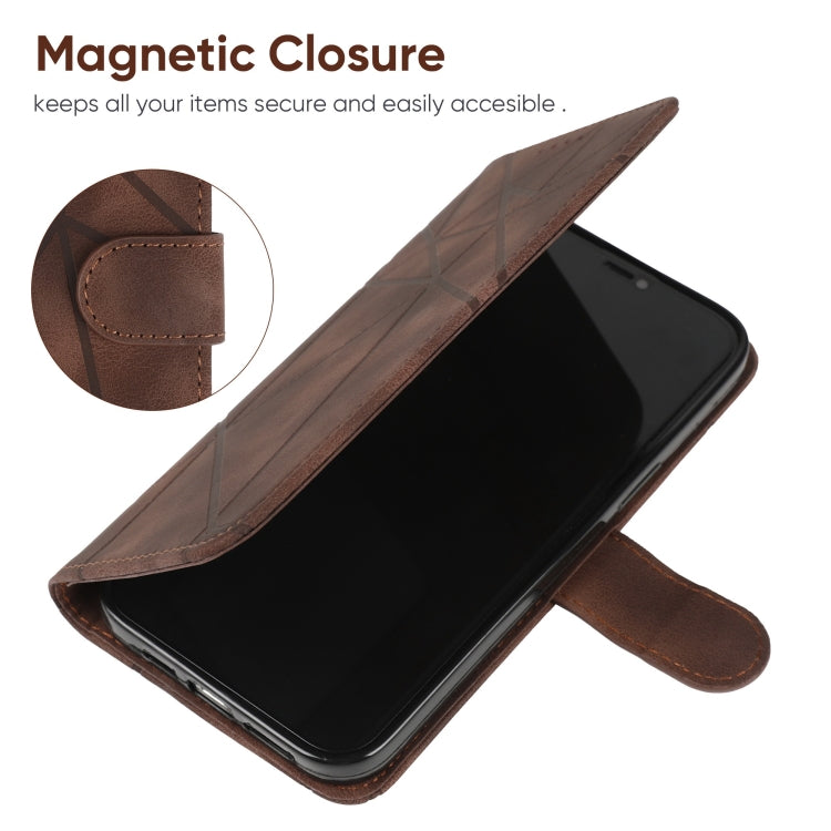 For Samsung Galaxy S24 / S25 5G Skin Feel Geometric Lines Leather Phone Case(Brown) - Galaxy S24 5G Cases by buy2fix | Online Shopping UK | buy2fix