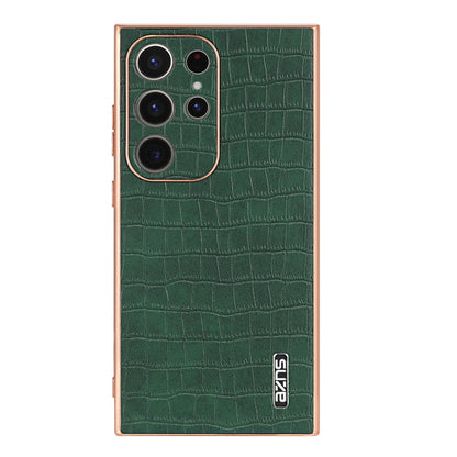 For Samsung Galaxy S23 Ultra 5G AZNS Electroplated Frame Crocodile Texture Full Coverage Phone Case(Green) - Galaxy S23 Ultra 5G Cases by AZNS | Online Shopping UK | buy2fix