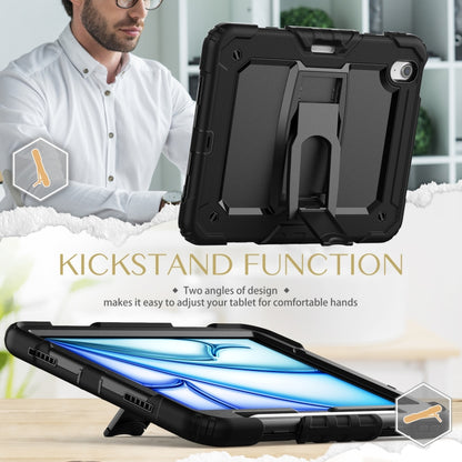 For iPad Air 11 2024 Silicone Hydric PC Tablet Case with Shoulder Strap & Holder(Black) - iPad Air 11 2024 Cases by buy2fix | Online Shopping UK | buy2fix