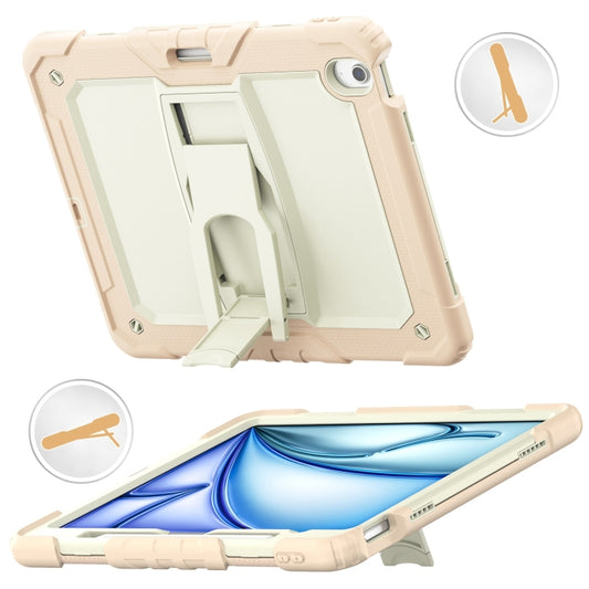 For iPad Air 13 2024 Silicone Hydric PC Tablet Case with Shoulder Strap & Holder(Beige Rose Gold) - iPad Air 13 2024 Cases by buy2fix | Online Shopping UK | buy2fix