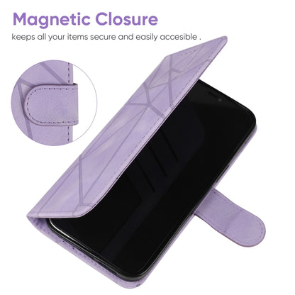 For Motorola Moto G Play 4G 2024 Skin Feel Geometric Lines Leather Phone Case(Purple) - Motorola Cases by buy2fix | Online Shopping UK | buy2fix