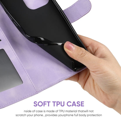 For Motorola Moto G Play 4G 2024 Skin Feel Geometric Lines Leather Phone Case(Purple) - Motorola Cases by buy2fix | Online Shopping UK | buy2fix