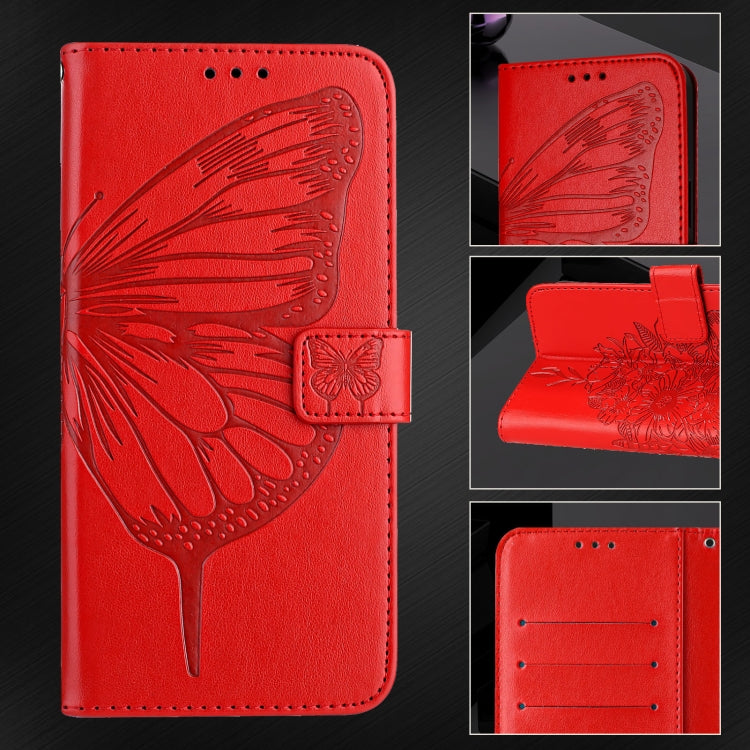 For Blackview Shark 8 Embossed Butterfly Leather Phone Case(Red) - More Brand by buy2fix | Online Shopping UK | buy2fix