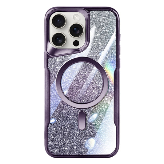 For iPhone 14 Pro Blade MagSafe Magnetic Gradient Glitter PC Phone Case(Purple) - iPhone 14 Pro Cases by buy2fix | Online Shopping UK | buy2fix