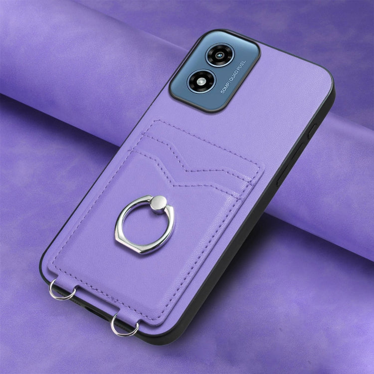 For Motorola Moto G Play 2024 4G R20 Ring Card Holder Phone Case(Purple) - Motorola Cases by buy2fix | Online Shopping UK | buy2fix