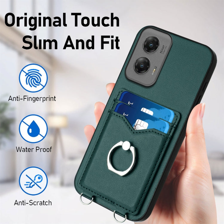 For Motorola Moto G Stylus 5G 2024 R20 Ring Card Holder Phone Case(Green) - Motorola Cases by buy2fix | Online Shopping UK | buy2fix
