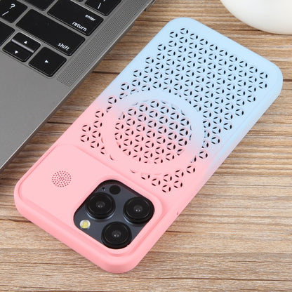 For iPhone 15 Pro Max Gradient Color Honeycomb Aromatherapy MagSafe Phone Case(Pink Blue) - iPhone 15 Pro Max Cases by buy2fix | Online Shopping UK | buy2fix