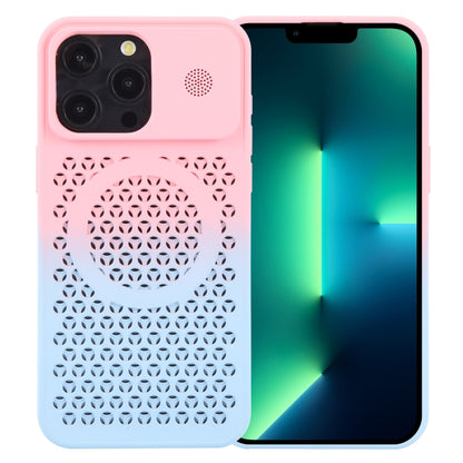 For iPhone 13 Pro Gradient Color Honeycomb Aromatherapy MagSafe Phone Case(Pink Blue) - iPhone 13 Pro Cases by buy2fix | Online Shopping UK | buy2fix