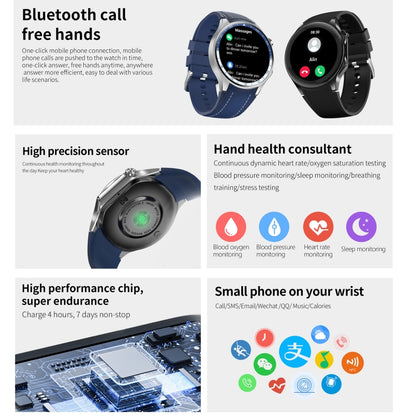 HD Watch X 1.43 inch IP68 BT5.3 Sport Smart Watch, Support Bluetooth Call / Sleep / Blood Oxygen / Heart Rate / Blood Pressure Health Monitor(Black Leather + Black Silicone Strap) - Smart Watches by buy2fix | Online Shopping UK | buy2fix