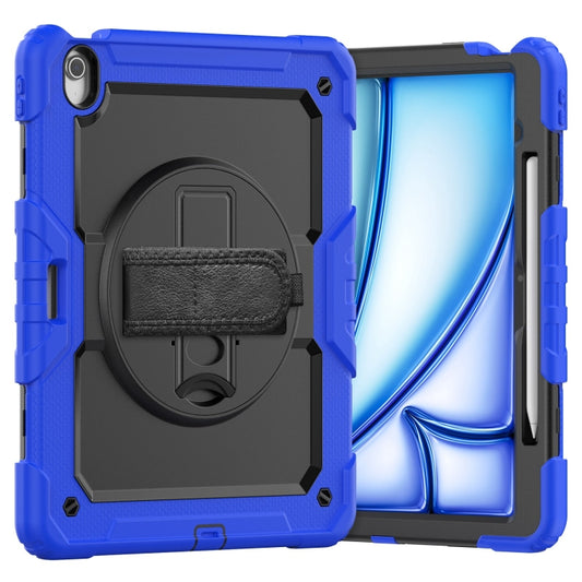 For iPad Air 13 2024 Silicone Hybrid PC Tablet Case with Shoulder Strap(Black + Dark Blue) - iPad Air 13 2024 Cases by buy2fix | Online Shopping UK | buy2fix