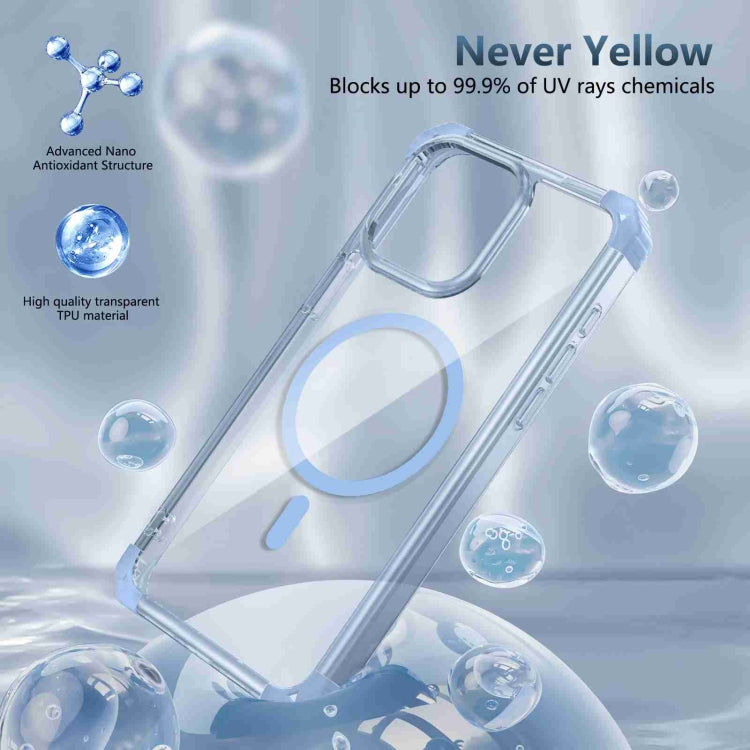 For iPhone 14 Pro Transparent MagSafe Magnetic Phone Case(Blue) - iPhone 14 Pro Cases by buy2fix | Online Shopping UK | buy2fix