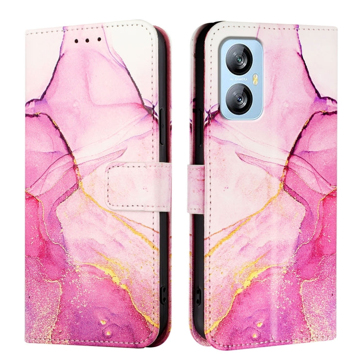 For Blackview A52 PT003 Marble Pattern Flip Leather Phone Case(Pink Purple Gold) - More Brand by buy2fix | Online Shopping UK | buy2fix