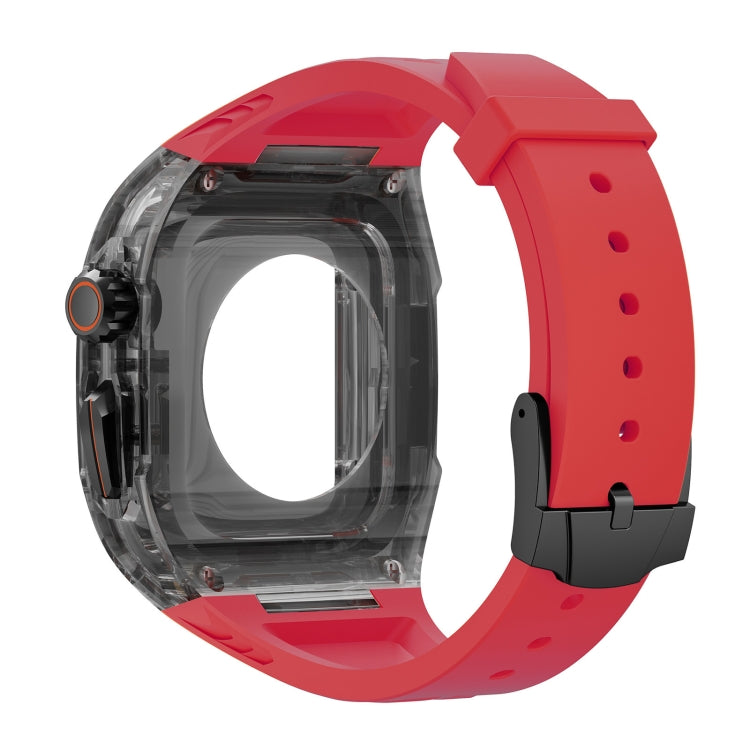 For Apple Watch Ultra 49mm Modified PC Hybrid TPU Watch Case Band(Red Clear Black) - Watch Bands by buy2fix | Online Shopping UK | buy2fix