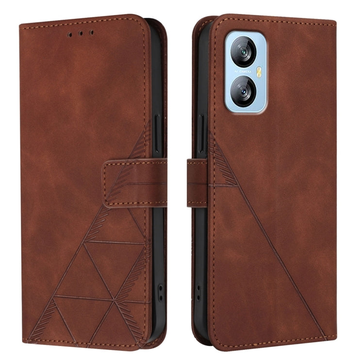 For Blackview A52 Crossbody 3D Embossed Flip Leather Phone Case(Brown) - More Brand by buy2fix | Online Shopping UK | buy2fix