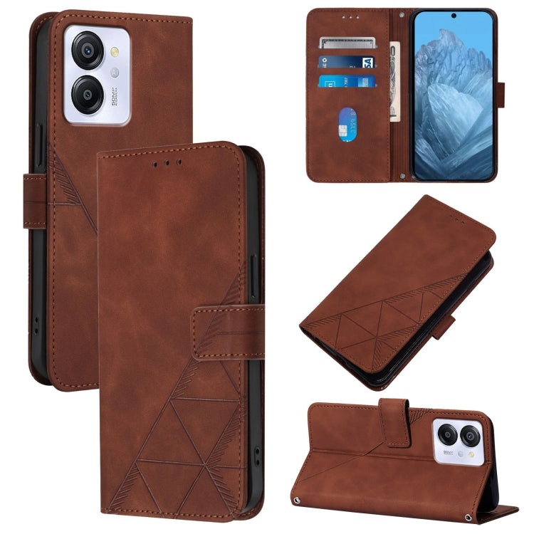 For Blackview Color 8 Crossbody 3D Embossed Flip Leather Phone Case(Brown) - More Brand by buy2fix | Online Shopping UK | buy2fix