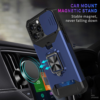 For iPhone 16 Pro Max Camera Shield Card Slot PC+TPU Phone Case(Black) - iPhone 16 Pro Max Cases by buy2fix | Online Shopping UK | buy2fix