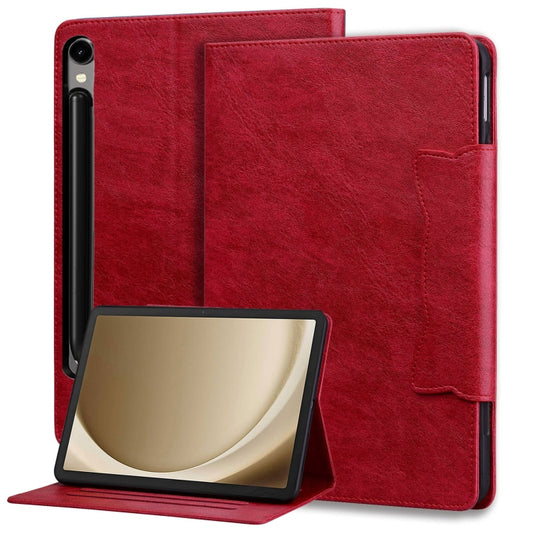 For Samsung Galaxy Tab S9+ / S8+ / S7+ Cat Buckle Leather Smart Tablet Case(Red) - Galaxy Tab S9+ Cases by buy2fix | Online Shopping UK | buy2fix