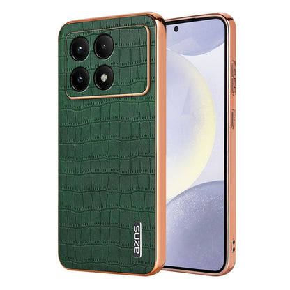 For Redmi K70 / K70 Pro AZNS Electroplated Frame Crocodile Texture Full Coverage Phone Case(Green) - K70 Cases by AZNS | Online Shopping UK | buy2fix