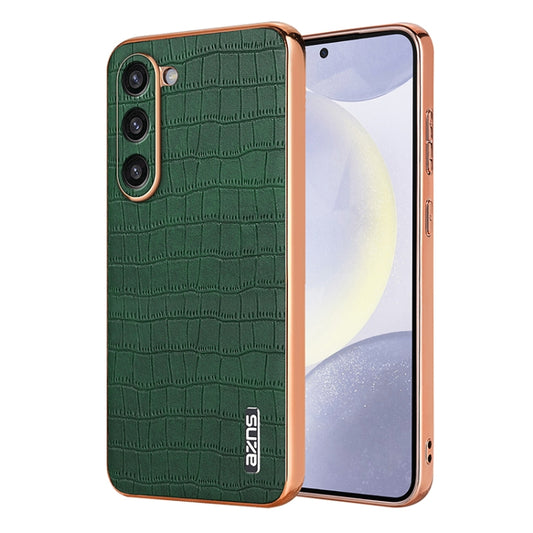 For Samsung Galaxy S23 5G AZNS Electroplated Frame Crocodile Texture Full Coverage Phone Case(Green) - Galaxy S23 5G Cases by AZNS | Online Shopping UK | buy2fix