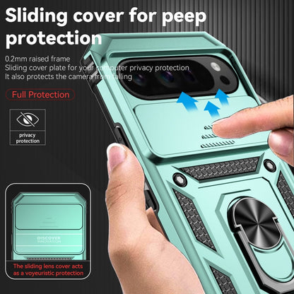 For Google Pixel 9 Pro Sliding Camshield Holder Phone Case(Green) - Google Cases by buy2fix | Online Shopping UK | buy2fix