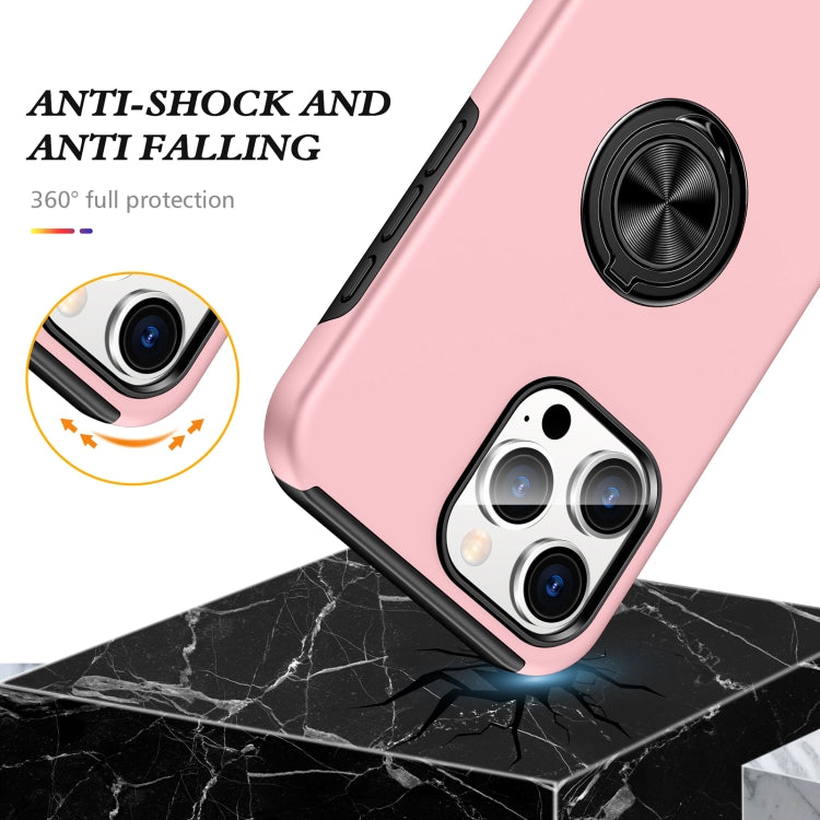 For iPhone 16 Magnetic Ring Holder Phone Case(Rose Gold) - iPhone 16 Cases by buy2fix | Online Shopping UK | buy2fix