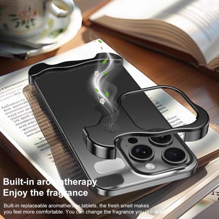 For iPhone 12 Aromatherapy Alloy Frameless Phone Case(Black) - iPhone 12 / 12 Pro Cases by buy2fix | Online Shopping UK | buy2fix