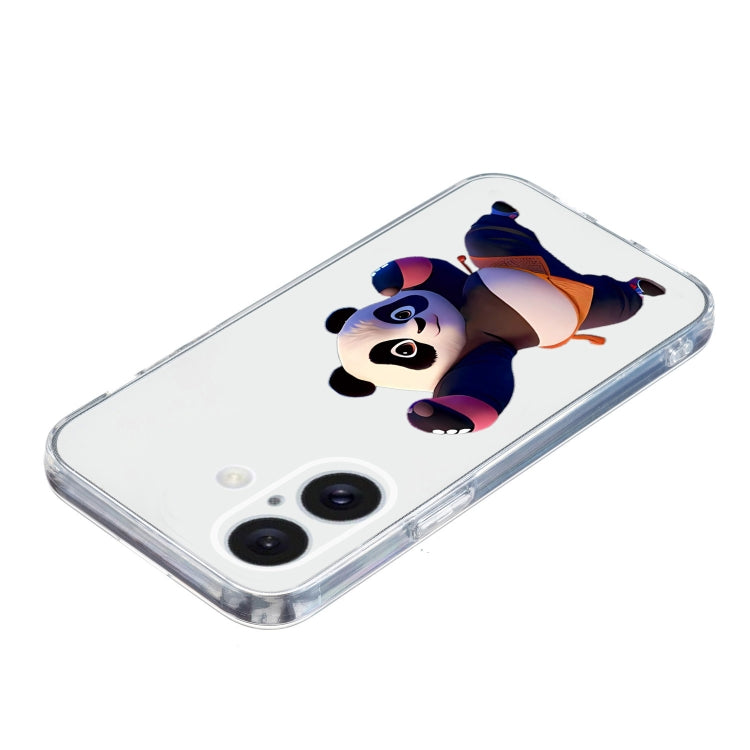 For iPhone 16 Colored Drawing Pattern Transparent TPU Phone Case(Panda) - iPhone 16 Cases by buy2fix | Online Shopping UK | buy2fix