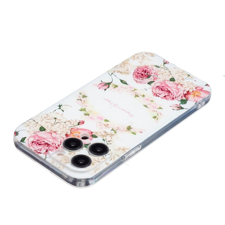 For iPhone 16 Pro Max Colored Drawing Pattern Transparent TPU Phone Case(Rose) - iPhone 16 Pro Max Cases by buy2fix | Online Shopping UK | buy2fix