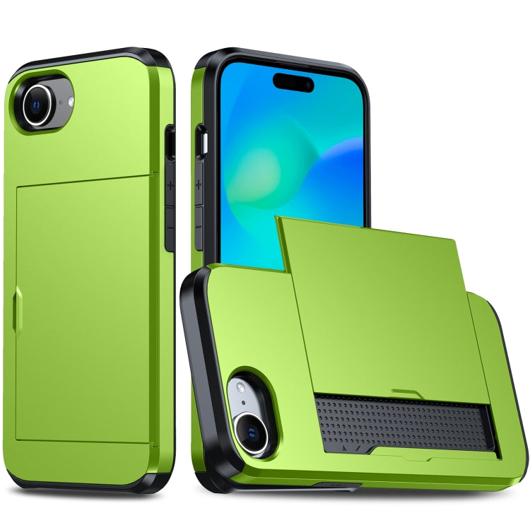 For iPhone SE 2024 Shockproof Armor Phone Case with Card Slot(Green) - More iPhone Cases by buy2fix | Online Shopping UK | buy2fix