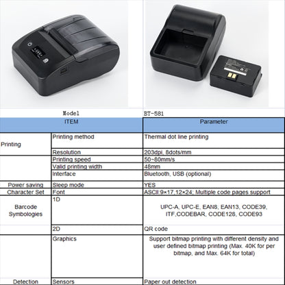 BT-581 58mm USB-C/Type-C + Bluetooth Portable Thermal Printer(EU Plug) - Printer by buy2fix | Online Shopping UK | buy2fix