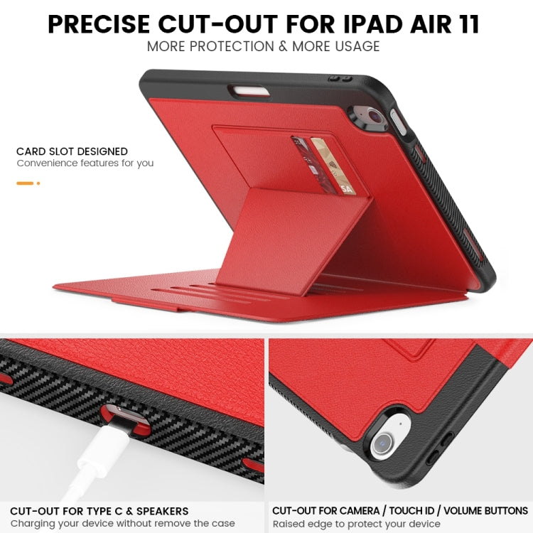 For iPad Air 11 2024 Smart B Magnetic Holder Leather Tablet Case(Red) - iPad Air 11 2024 Cases by buy2fix | Online Shopping UK | buy2fix