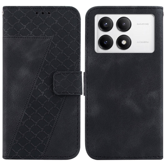 For Xiaomi Redmi K70 / K70 Pro Seven-shaped Embossed Leather Phone Case(Black) - K70 Cases by buy2fix | Online Shopping UK | buy2fix