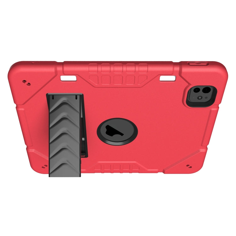 For iPad Pro 11 2024 Armor Holder Silicone Hybrid PC Tablet Case(Red Black) - iPad Pro 11 2024 Cases by buy2fix | Online Shopping UK | buy2fix